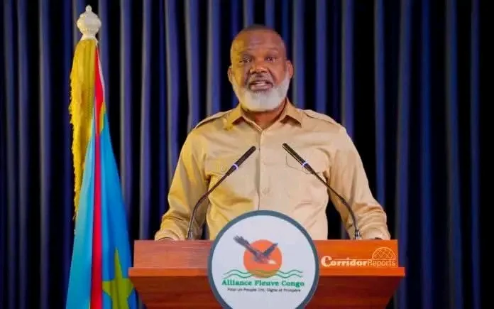 Corneille Nangaa lors d’une intervention devant des cadres de l’AFC/M23 à Kanombe dans le territoire de Rutshuru