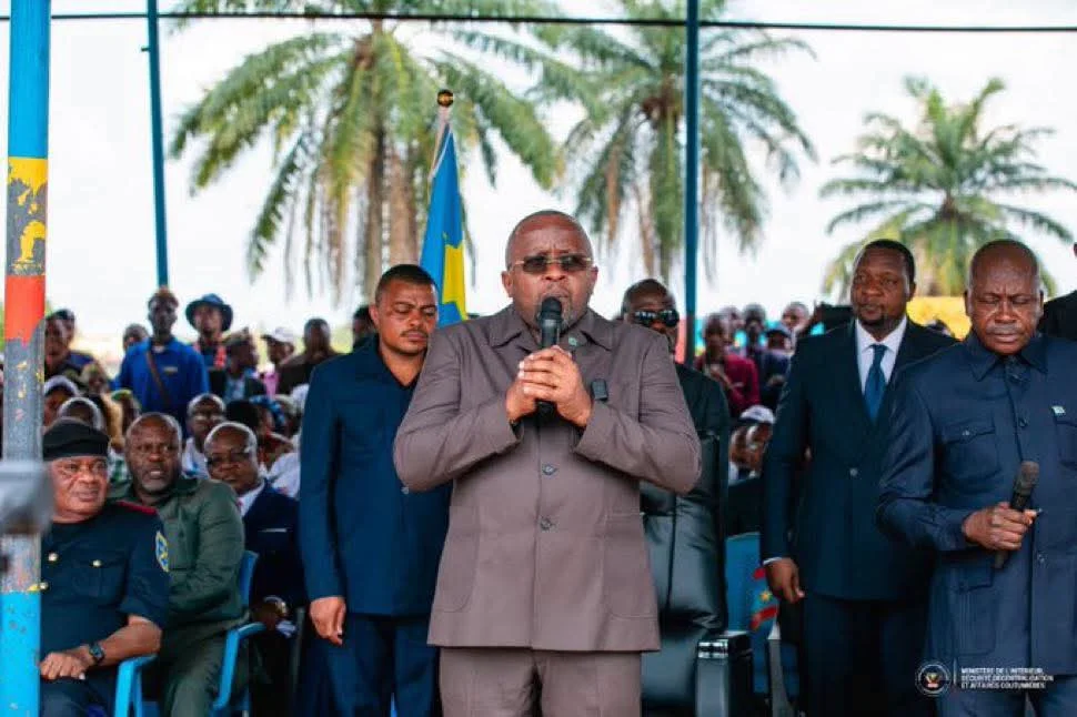 Jacquemain Shabani lors de son itinérance sécuritaire à Kananga dans la province du Kasaï-Central