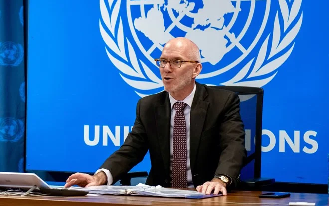 James Swan, chef de la MONUSCO, lors d’une intervention consacrée à la situation politique et sécuritaire en République démocratique du Congo