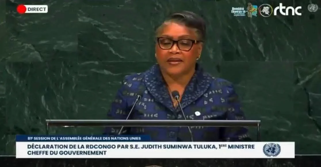 Judith Suminwa Tuluka à la tribune de la 81e Assemblée générale des Nations Unies à New York